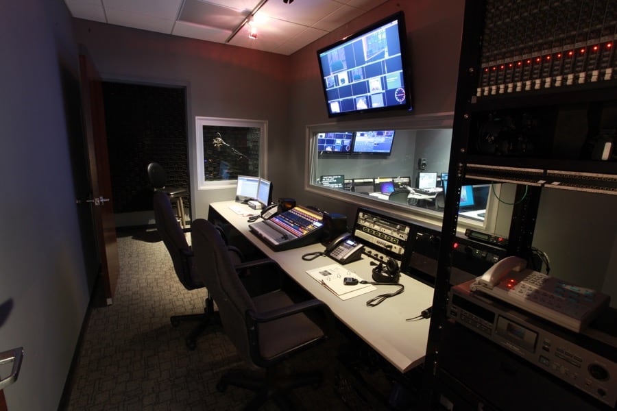 Audio control room at MediaMix Studios.